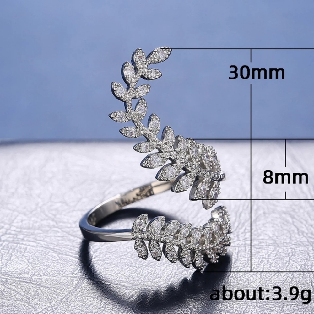 Charm Silver Adjustable Marquis Leaf Ring - Picture 2 of 3